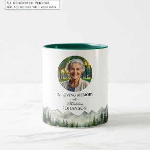 Mountains and Trees Celebration Of Life Keepsake Two-Tone Coffee Mug