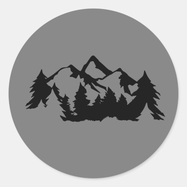 Mountains and Trees Classic Round Sticker (Front)