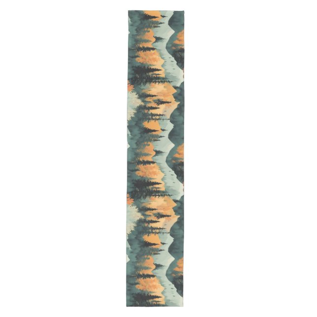  Mountains And Trees Green And Orange Medium Table Runner (Front)
