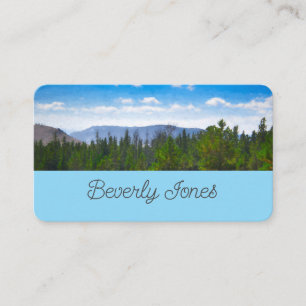 mountains and trees nature landscape art  on blue  business card