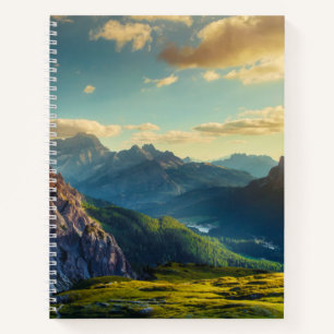 Mountains and Valley at Sunset Notebook