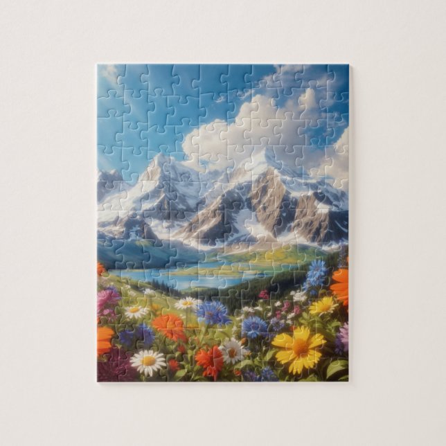Mountains and Wildflowers Jigsaw Puzzle (Vertical)