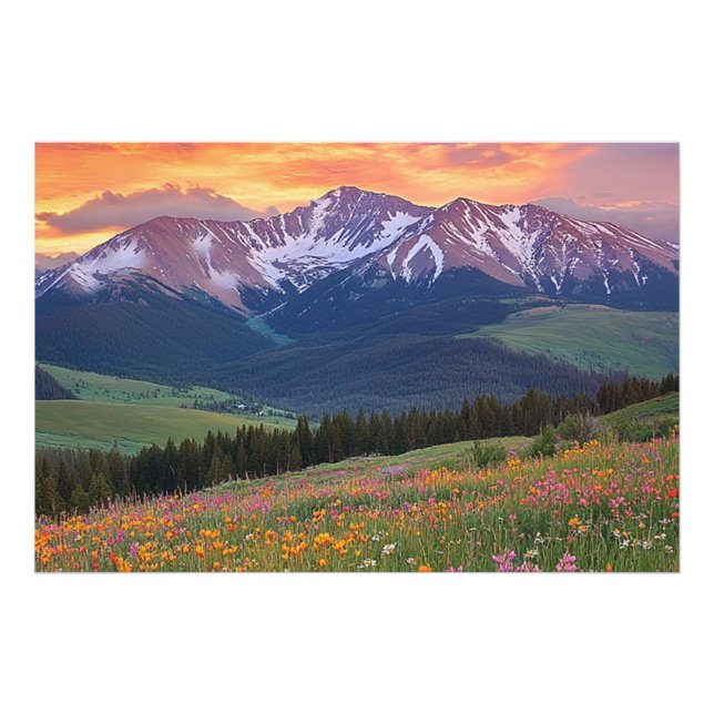 Mountains and Wildflowers Print Colorado (Front)
