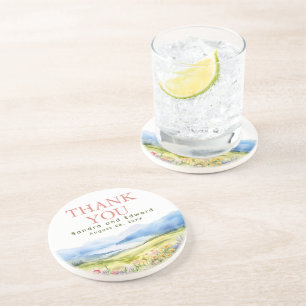 Mountains and Wildflowers Thank You  Coaster