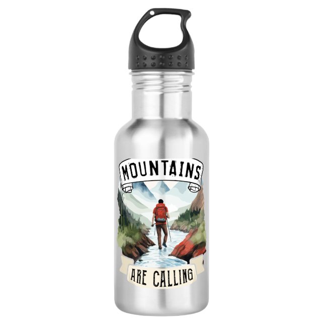 Mountains are Calling Adventure Hiking Camping 710 Ml Water Bottle (Front)