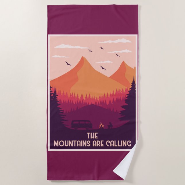 Mountains Are Calling Beach Towel (Front)