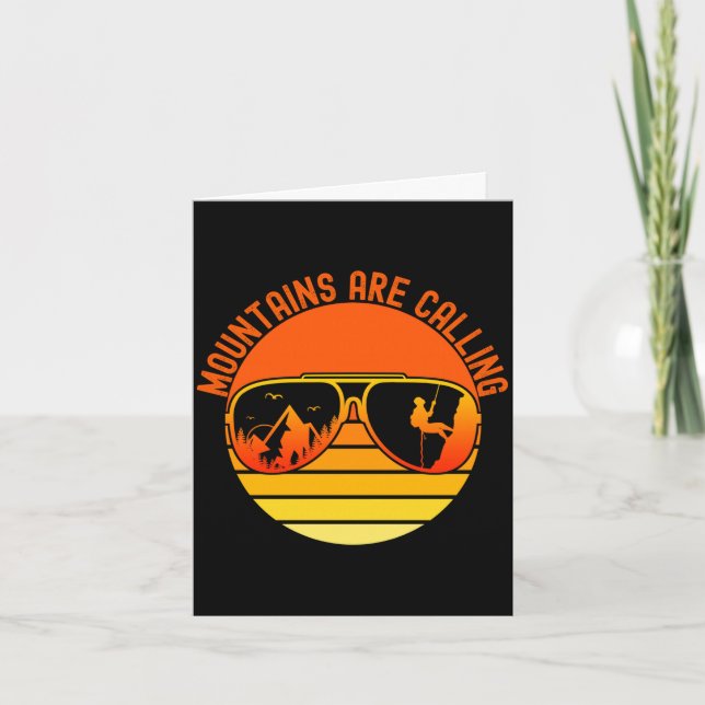 Mountains are calling climber sunglasses retro card (Front)