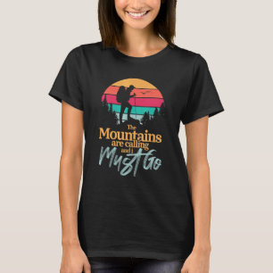 Mountains Are Calling Hiker Adventures Retro Hikin T-Shirt