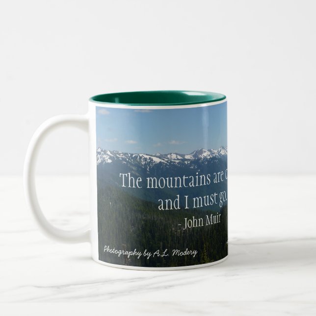 Mountains are Calling (Hurricane Ridge) Two-Tone Coffee Mug (Left)