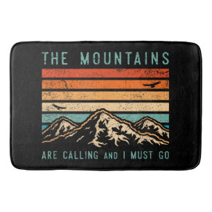 Mountains are Calling & I Must Go Retro Vintage 80 Bath Mat