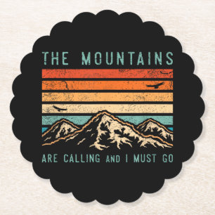 Mountains are Calling & I Must Go Retro Vintage 80 Paper Coaster