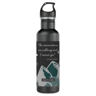 Mountains Are Calling Quote Night Landscape 710 Ml Water Bottle