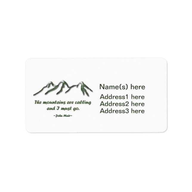 Mountains are calling/Snow tipped mtns Label (Front)