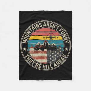 Mountains Arent Funny Vintage American Flag Hiking Fleece Blanket