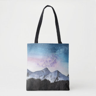 Mountains art tote bag, watercolor