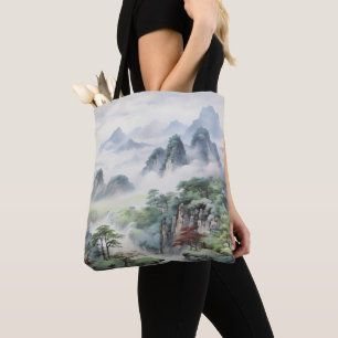 Mountains Asian Painting Tote Bag