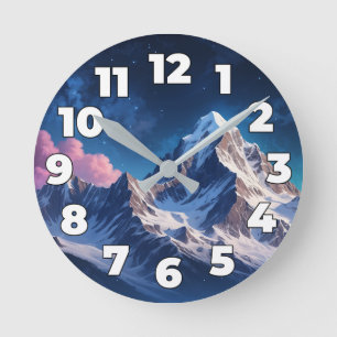 Mountains at night round clock