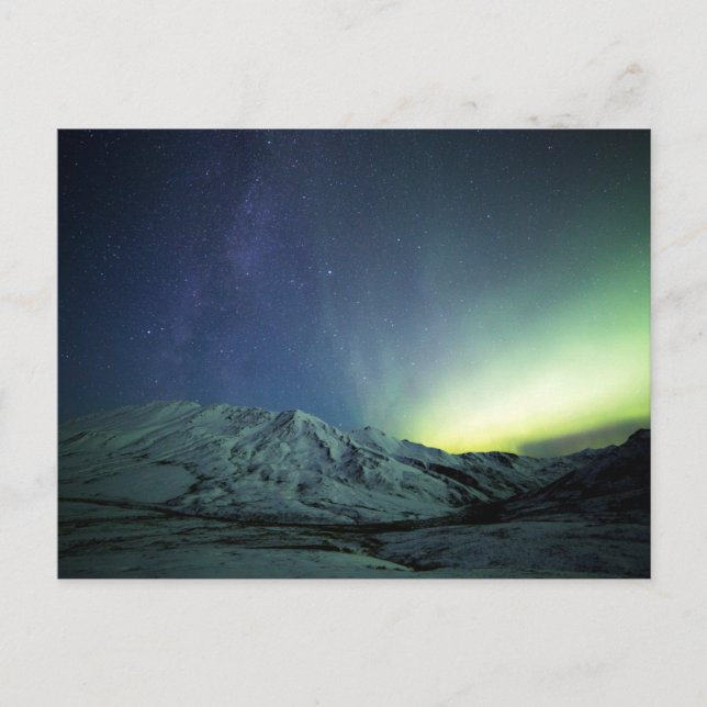 Mountains | Aurora Borealis & Milky Way Alaska Postcard (Front)