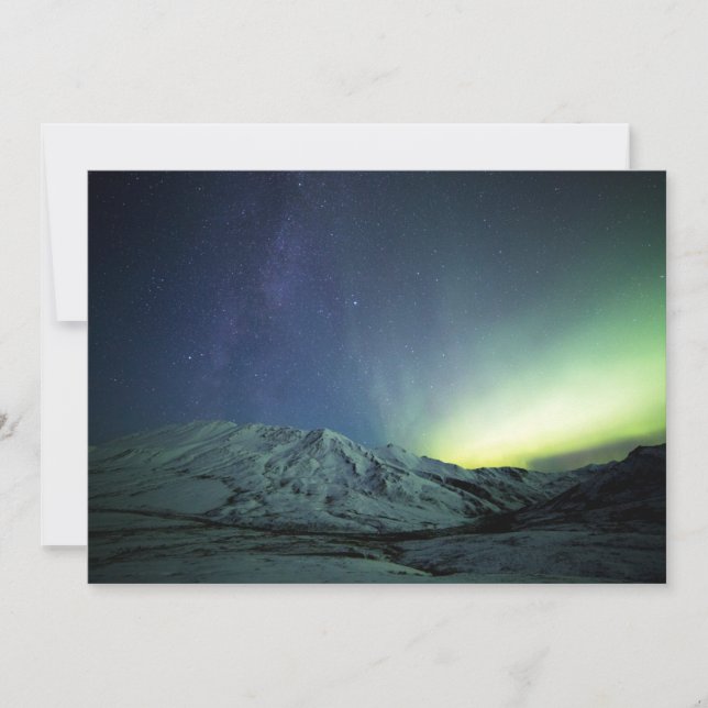 Mountains | Aurora Borealis & Milky Way Alaska Thank You Card (Front)