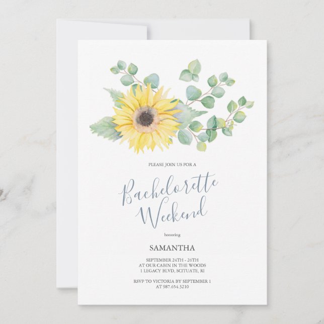 Mountains Bachelorette Party Watercolor Sunflower (Front)