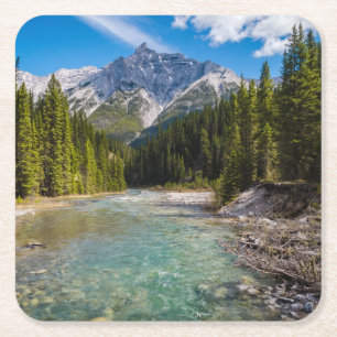 Mountains Banff National Park, Canadian Rockies Square Paper Coaster