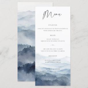 Mountains Blue Ridge Misty Modern Wedding  Menu