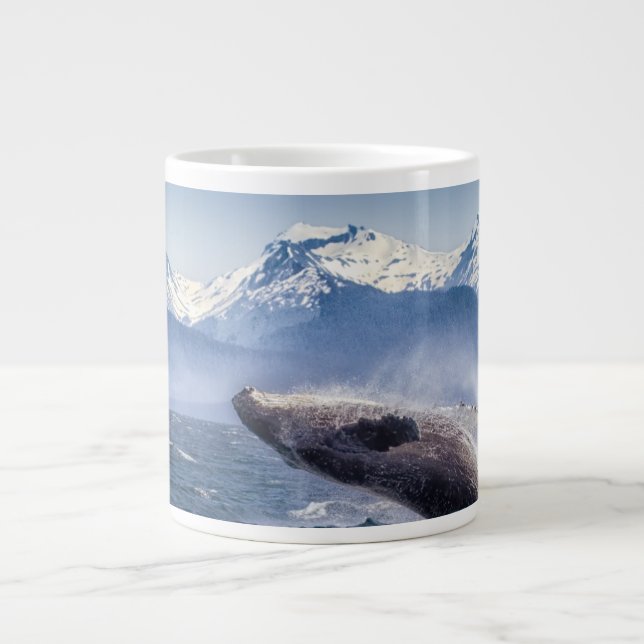 Mountains | Breaching Whale Glacier Bay, Alaska Large Coffee Mug (Front)