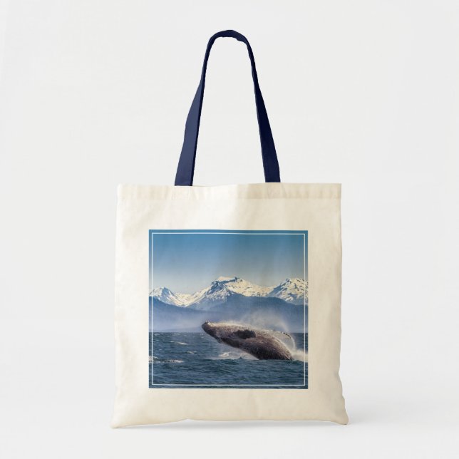 Mountains | Breaching Whale Glacier Bay, Alaska Tote Bag (Front)