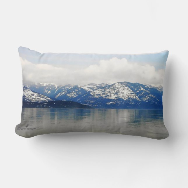 Mountains By The Lake Lumbar Cushion (Front)