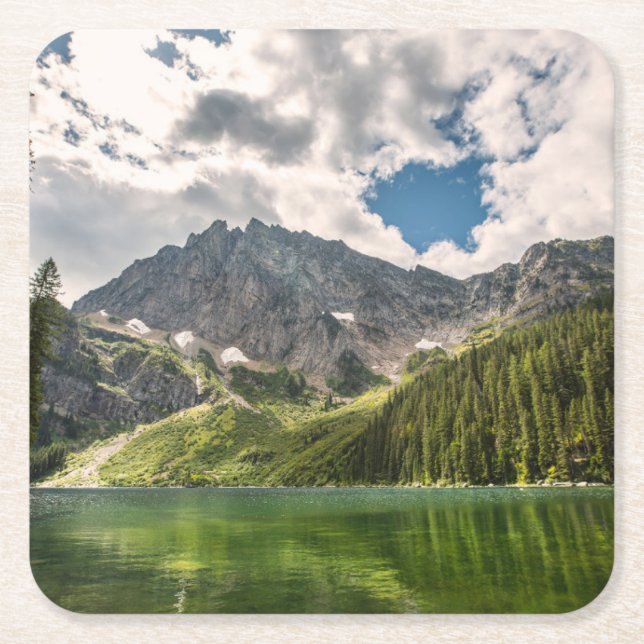 Mountains | Cabinet Mountains, Montana Square Paper Coaster (Front)