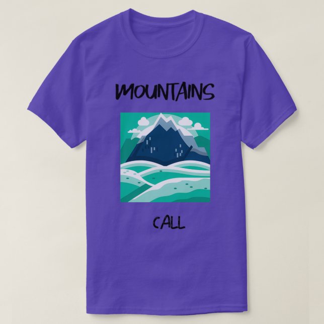 Mountains Call Green Design T-Shirt (Design Front)