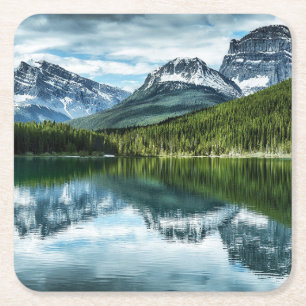 Mountains Canadian Rockies, Alberta Canada Square Paper Coaster