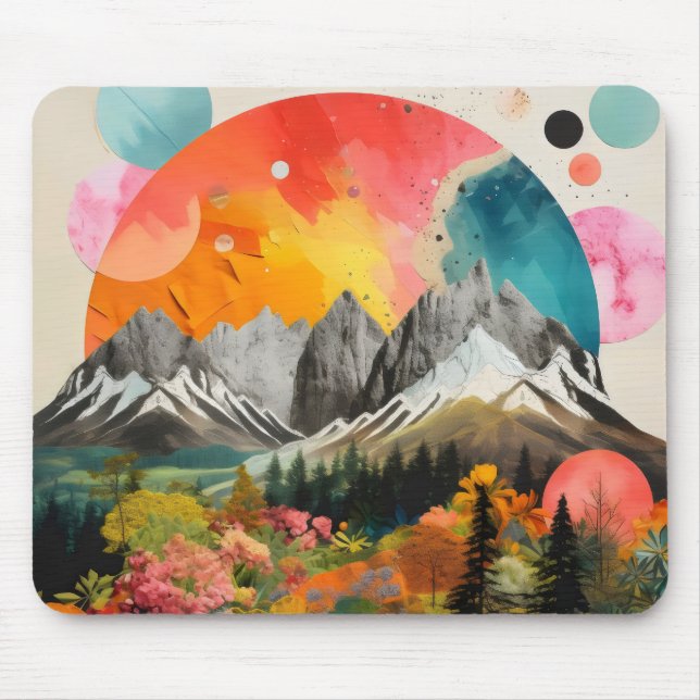 Mountains Colourful Collage Mouse Pad (Front)