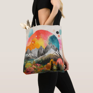 Mountains Colourful Collage Tote Bag