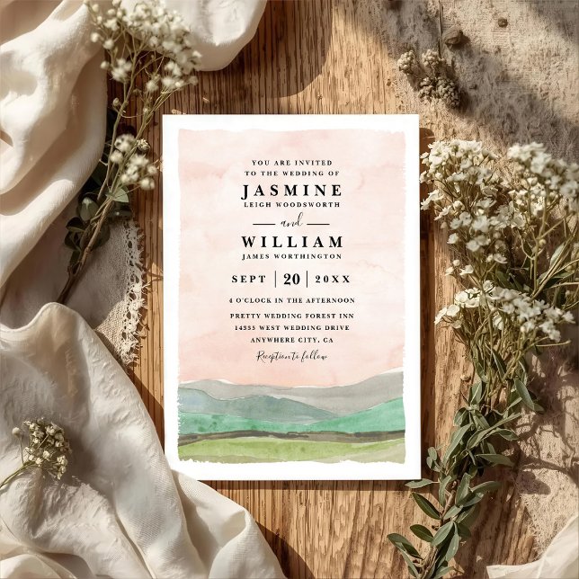 Mountains Countryside Rustic QR Code Wedding Invitation (Creator Uploaded)