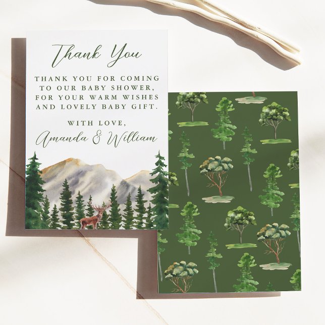 Mountains Deer Baby Shower Thank You Card (Creator Uploaded)