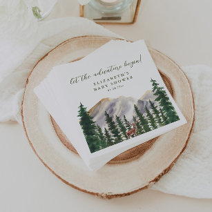 Mountains Deer Forest Baby Shower Napkin