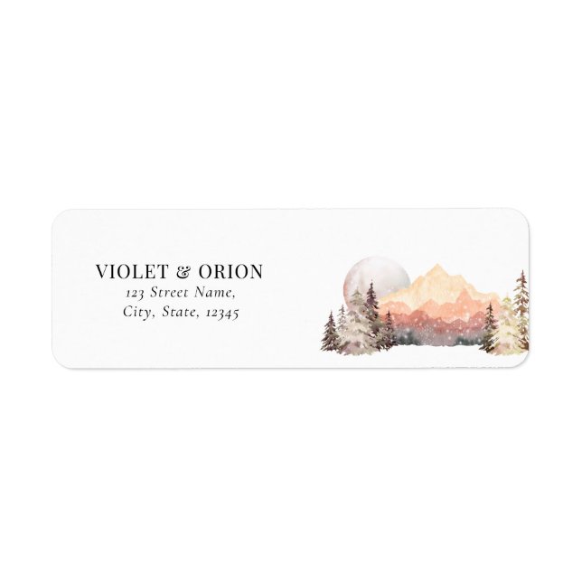 Mountains Desert Rustic Wedding Return Address Label (Front)