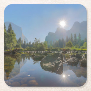Mountains El Capitan Yosemite Park, California Square Paper Coaster
