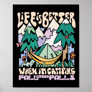 Mountains Fall Creek Falls Tennessee Camping Wild Poster