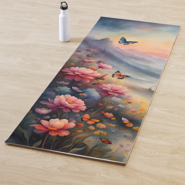 Mountains, Flowers and Butterflies Yoga Mat (In Situ)