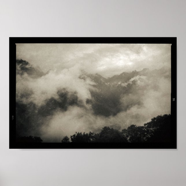 Mountains Fog Covered Dark & Moody Landscape Poster (Front)