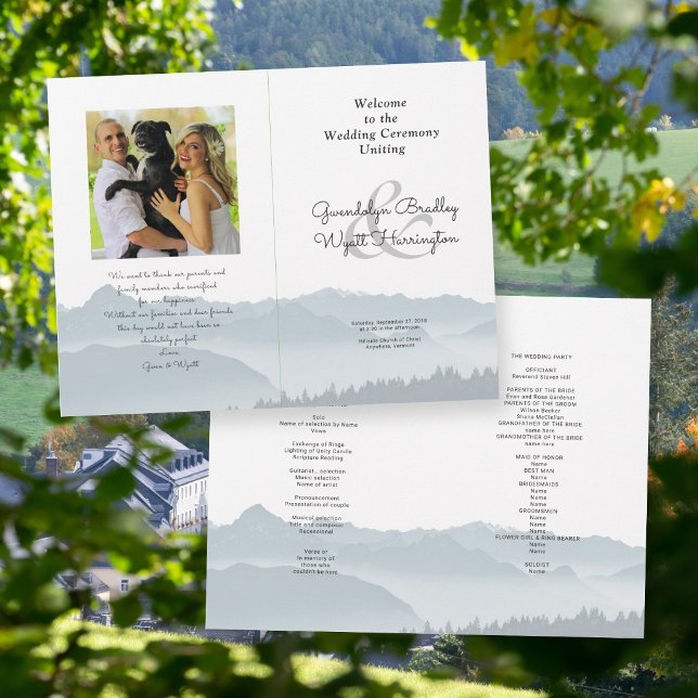 Mountains Folded Wedding Photo Program Template (Creator Uploaded)