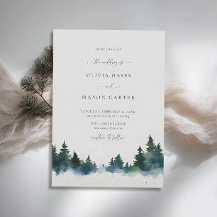 Mountains Forest Outdoor Rustic Modern Wedding Invitation