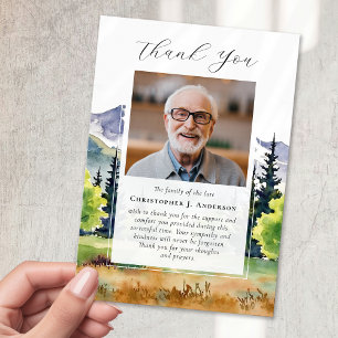 Mountains Forest Photo Sympathy Memorial Funeral Thank You Card