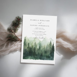 Mountains Forest Scene Rustic Outdoor Wedding Invitation