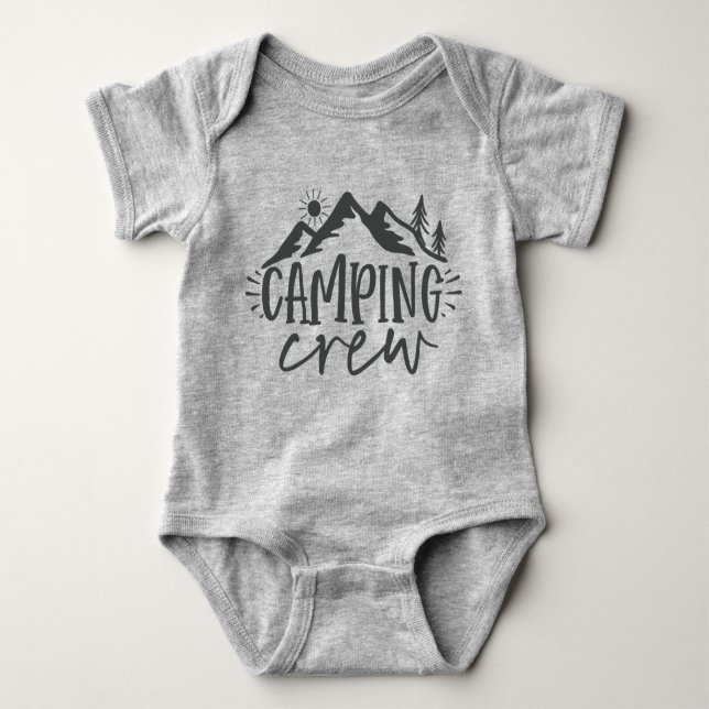 Mountains Forest Sunrise Camping Crew Baby Bodysuit (Front)