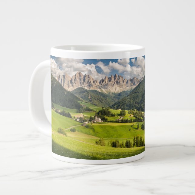 Mountains | Funes Valley, Dolomites, Italy Large Coffee Mug (Front Left)