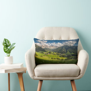 Mountains Funes Valley, Dolomites, Italy Lumbar Cushion
