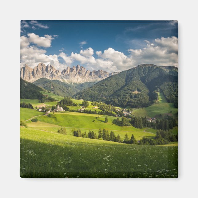 Mountains | Funes Valley, Dolomites, Italy Magnet (Front)